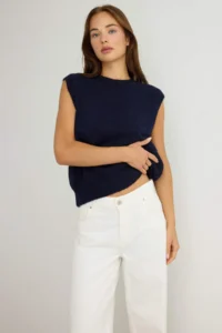 TRENDYOLMİLLA NAVY BLUE Shirt Collar Detailed Soft textured Knitwear Pullover - Image 3