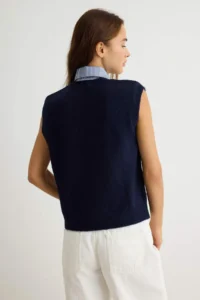 TRENDYOLMİLLA NAVY BLUE Shirt Collar Detailed Soft textured Knitwear Pullover - Image 4