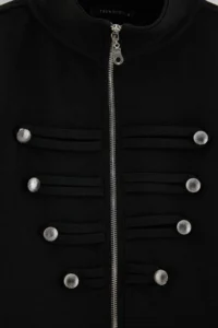 TRENDYOLMİLLA Black Zippered High Neck MANDARIN Button Detailed Regular Pattern Knitting Cardigan/Sweatshirt - Image 2