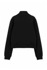 TRENDYOLMİLLA Black Zippered High Neck MANDARIN Button Detailed Regular Pattern Knitting Cardigan/Sweatshirt - Image 3