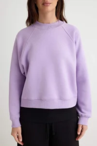 TRENDYOLMİLLA Wardrobe Essentials Lilac Thick Oversized/Wide Cut Knitting Sweatshirt with Fleece Inside - Image 3