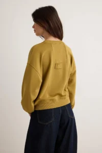 TRENDYOLMİLLA Wardrobe Essentials Light Khaki Stitching Detailed Oversized Patch Detailed Knitting Sweatshirt - Image 5