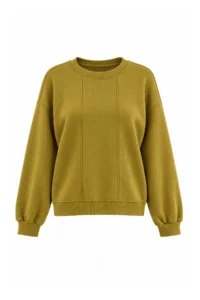 TRENDYOLMİLLA Wardrobe Essentials Light Khaki Stitching Detailed Oversized Patch Detailed Knitting Sweatshirt - Image 6
