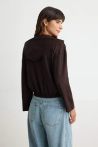 TRENDYOLMİLLA Brown Soft/Soft Touch Hooded Zippered Oversized Knitting Cardigan/Sweatshirt - Image 5