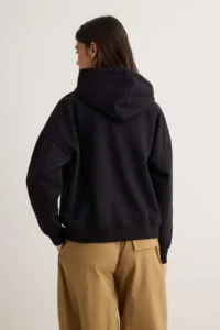 TRENDYOLMİLLA Black Thick Hooded Drawstring Oversized Knitting Sweatshirt - Image 4