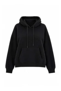 TRENDYOLMİLLA Black Thick Hooded Drawstring Oversized Knitting Sweatshirt - Image 5