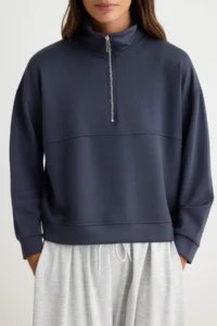 TRENDYOLMİLLA Anthracite Soft/Soft Touch Regular Pattern Sewing Detailed High Neck Knitting Sweatshirt - Image 3
