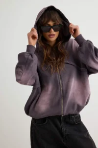 TRENDYOLMİLLA Purple Thick Extra Oversized/Wide Cut Hooded Antique/Faded Effect Knitting Sweatshirt - Image 2