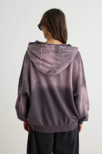 TRENDYOLMİLLA Purple Thick Extra Oversized/Wide Cut Hooded Antique/Faded Effect Knitting Sweatshirt - Image 5