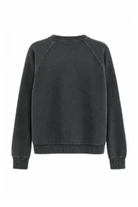TRENDYOLMİLLA Anthracite Slogan Printed Oversized/Wide Cut Raglan Sleeve Knitting Sweatshirt - Image 3