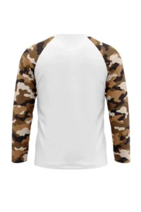 TRENDYOLMİLLA Ecru Sleeves Raglan Camo pattern Printed Knitting T-Shirt - Image 5
