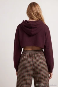TRENDYOLMİLLA Brown Thick Hooded Laced Bolero Knitting Sweatshirt - Image 3