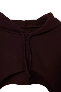 TRENDYOLMİLLA Brown Thick Hooded Laced Bolero Knitting Sweatshirt - Image 5