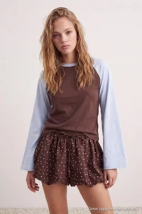 TRENDYOLMİLLA Multicolored Premium interlock Raglan Sleeve Oversized Beyzbol Long Sleeve Knitting T-Shirt - Image 2