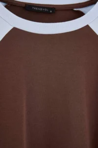 TRENDYOLMİLLA Multicolored Premium interlock Raglan Sleeve Oversized Beyzbol Long Sleeve Knitting T-Shirt - Image 6