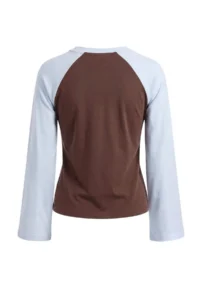 TRENDYOLMİLLA Multicolored Premium interlock Raglan Sleeve Oversized Beyzbol Long Sleeve Knitting T-Shirt - Image 8