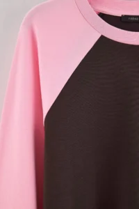 TRENDYOLMİLLA PINK Premium interlock Raglan Sleeve Oversized Pattern Beyzbol Long Sleeve Knitting T-Shirt - Image 3