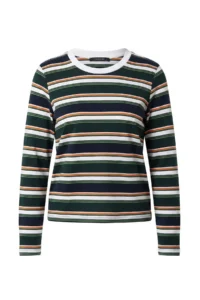 TRENDYOLMİLLA NAVY BLUE Striped Regular Crew Neck LONG Regular Combed Cotton single jersey Knitting T-Shirt - Image 9