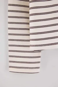 TRENDYOLMİLLA Brown*001 Striped Premium Oversized/Wide Cut interlock Knitting T-Shirt - Image 3
