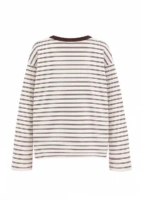 TRENDYOLMİLLA Brown*001 Striped Premium Oversized/Wide Cut interlock Knitting T-Shirt - Image 4