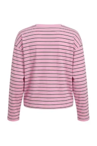 TRENDYOLMİLLA PINK Striped Premium Overisize/Wide Cut Crew Neck interlock Knitting T-Shirt - Image 10