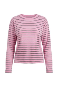 TRENDYOLMİLLA PINK Striped Premium Overisize/Wide Cut Crew Neck interlock Knitting T-Shirt - Image 8