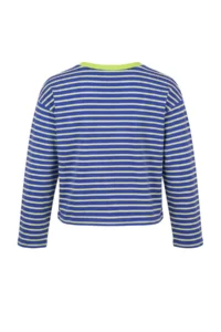 TRENDYOLMİLLA Saks BLUE Striped Premium Overisize/Wide Cut Crew Neck interlock Knitting T-Shirt - Image 6