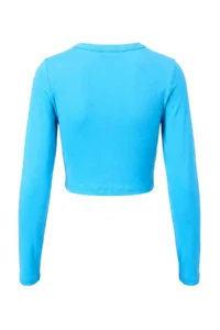 TRENDYOLMİLLA Turquoise Fitted Long Sleeve Viskonlu Flexible Crop Knitting T-Shirt  Knitting T-Shirt - Image 3