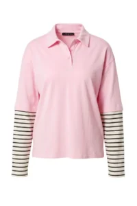 TRENDYOLMİLLA Light PINK Tok 100% Cotton Polo Shirt Collar Sleeve Detailed Oversized Cut Knitting T-Shirt - Image 4