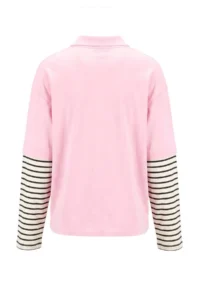 TRENDYOLMİLLA Light PINK Tok 100% Cotton Polo Shirt Collar Sleeve Detailed Oversized Cut Knitting T-Shirt - Image 6