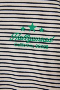 TRENDYOLMİLLA NAVY BLUE Striped Slogan Printed Oversized/Wide Cut Cotton Knitting T-Shirt - Image 8