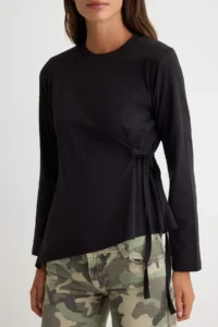 TRENDYOLMİLLA Ecru Tok 100% Cotton Binding Detailed padded Crew Neck Knitting T-Shirt - Image 4