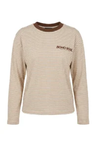 TRENDYOLMİLLA Brown Striped Front and Back Printed Oversized/Wide Cut Crew Neck Knitting T-Shirt - Image 5