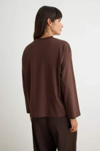 TRENDYOLMİLLA Dark Brown Slogan Printed 100% Cotton Oversized/Wide Kesim - Image 4