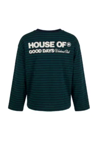 TRENDYOLMİLLA Green Cotton Striped Front and Back Printed Oversized/Wide Cut Knitting T-Shirt - Image 6
