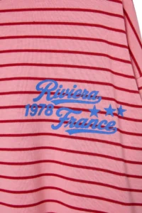 TRENDYOLMİLLA PINK Cotton Front and Back Slogan Printed Sleeve Star Printed Oversized Knitting T-Shirt - Image 2