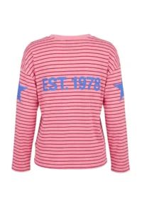 TRENDYOLMİLLA PINK Cotton Front and Back Slogan Printed Sleeve Star Printed Oversized Knitting T-Shirt - Image 4