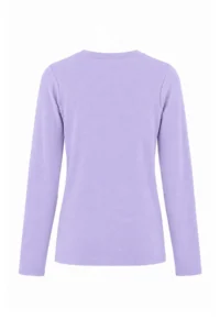 TRENDYOLMİLLA Lilac Slogan Printed Long Sleeve Fitted Flexible Knitting T-Shirt - Image 3