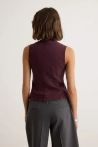 TRENDYOLMİLLA Burgundy Medium Flexible Fitted DENIM Vest - Image 4