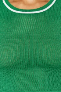 TRENDYOLMİLLA Green Crop Cellular/Perforated T-Shirt Look Knitwear Sweater - Image 5