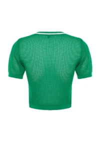 TRENDYOLMİLLA Green Crop Cellular/Perforated T-Shirt Look Knitwear Sweater - Image 9