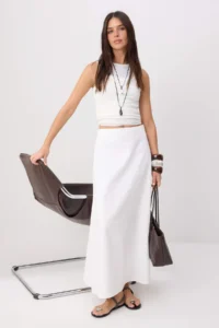 TRENDYOLMİLLA WHITE with flywheel Maxi DENIM Skirt