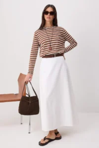 TRENDYOLMİLLA WHITE with flywheel Maxi DENIM Skirt - Image 2