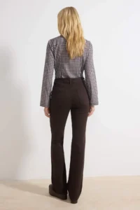 TRENDYOLMİLLA Brown High Waist Less Flexible Flare flared leg jeans - Image 4