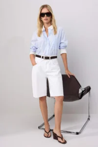 TRENDYOLMİLLA WHITE Regular Waist DENIM Jorts Bermuda