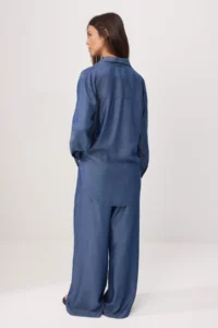 TRENDYOLMİLLA BLUE FLOATED Thin Material DENIM Bottom - Top Set - Image 4
