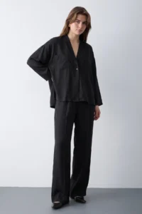 TRENDYOLMİLLA Black Blouse Pants Modal Bottom - Top Set