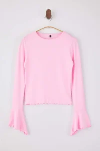 TRENDYOLMİLLA Light PINK Fitted/Body-fitting with flywheel/Frilly Soft Knitting Blouse - Image 5