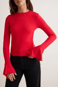 TRENDYOLMİLLA Red Fitted/Fitted with flywheel/Frilly Premium Soft Knitting Blouse - Image 3