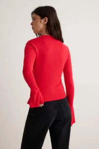 TRENDYOLMİLLA Red Fitted/Fitted with flywheel/Frilly Premium Soft Knitting Blouse - Image 4